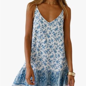 Blue and White Floral Dress